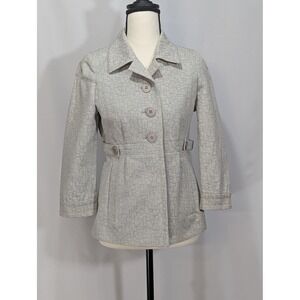 BOSS Hugo Boss Lyrene Womens Jacket US 4 Gray Textured Button Front